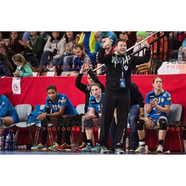 Uros Bregar in action during football match Krim Merkator - Esbjerg, EHF Womens Champions league 2016/17,Kodeljevo, Ljubljana, Slovenia, November 12. 2016