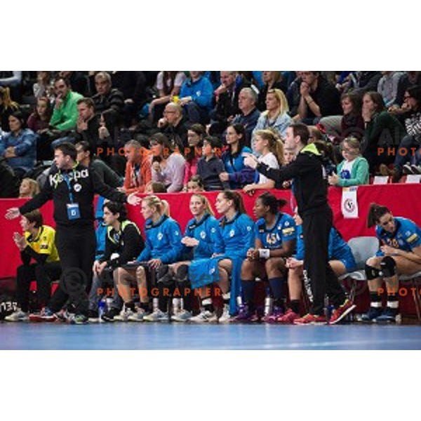 Uros Bregar in action during football match Krim Merkator - Esbjerg, EHF Womens Champions league 2016/17,Kodeljevo, Ljubljana, Slovenia, November 12. 2016