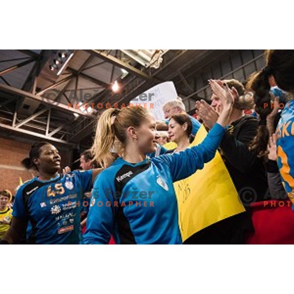 Manca Juric in action during football match Krim Merkator - Esbjerg, EHF Womens Champions league 2016/17,Kodeljevo, Ljubljana, Slovenia, November 12. 2016