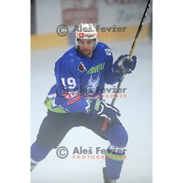 Ziga Pavlin of Slovenia in action during friendly ice-hockey match between Slovenia and Italy in Bled Ice hall, Slovenia on August 29, 2016