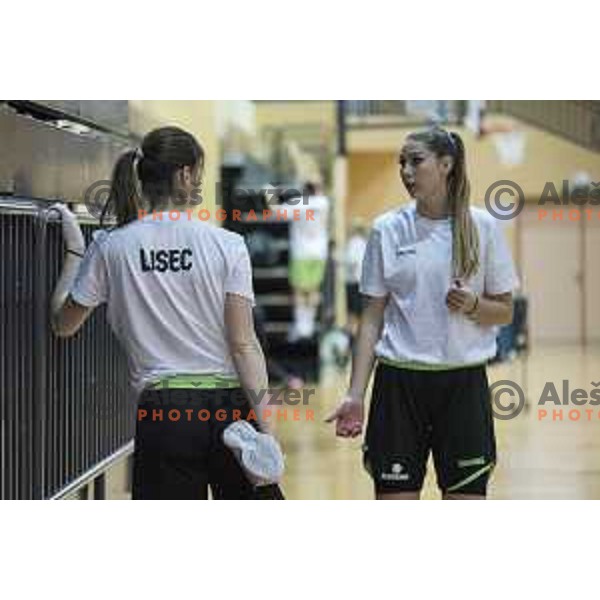 Eva Lisec and Tina Trebec during the women’s national basketball team practice in gymnasium Centre, Celje, November 14th, 2016