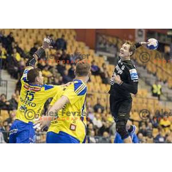 Gorenje’s left back Vid Levc (14) in action during 10th round SEHA Gazprom League match between Celje PL and Gorenje Velenje in Zlatorog Hall, Celje on November 15th, 2016