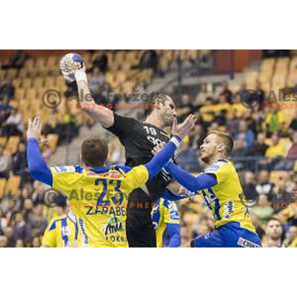 Gorenje’s line player Alem Toskic (19) in action during 10th round SEHA Gazprom League match between Celje PL and Gorenje Velenje in Zlatorog Hall, Celje on November 15th, 2016