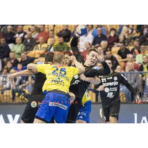 Gorenje’s centre back Rok Ovnicek (10) in action during 10th round SEHA Gazprom League match between Celje PL and Gorenje Velenje in Zlatorog Hall, Celje on November 15th, 2016