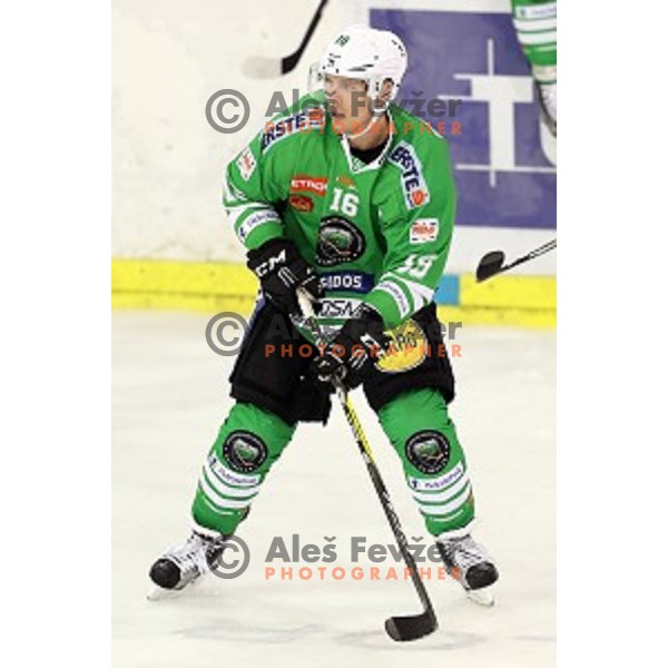 Ales Music of Olimpija Ljubljana in action during ice-hockey match between Olimpija Ljubljana and Graz in EBEL league 2016/2017 in Tivoli Hall, Ljubljana, Slovenia on November 20, 2016