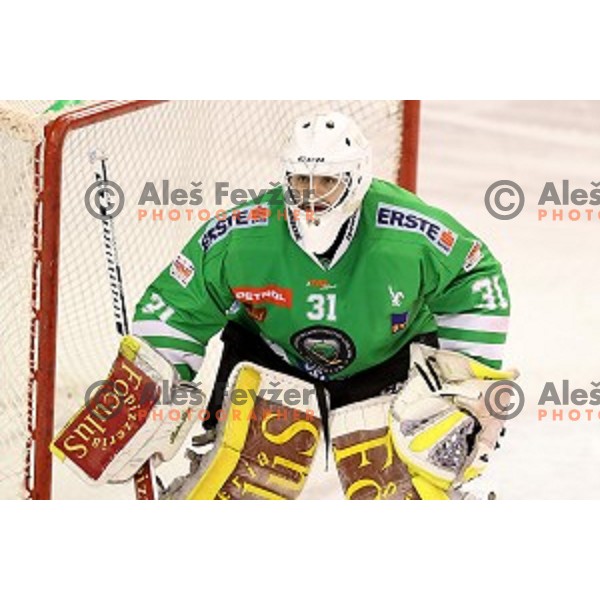 Jeff Frazee of Olimpija Ljubljana in action during ice-hockey match between Olimpija Ljubljana and Graz in EBEL league 2016/2017 in Tivoli Hall, Ljubljana, Slovenia on November 20, 2016