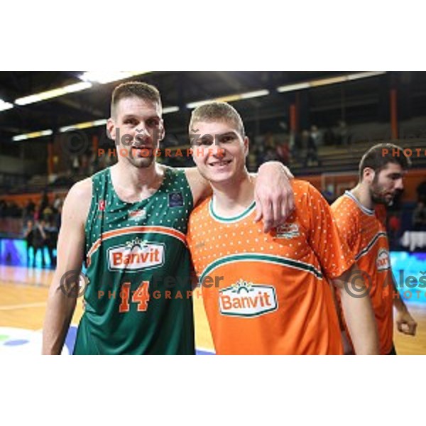 Gasper Vidmar and Edo Muric of Banvit in action during BBL Champions League basketball match between Helios Suns (Slovenia) and Banvit (Turkey) in Domzale Sports Hall, Slovenia on November 23, 2016