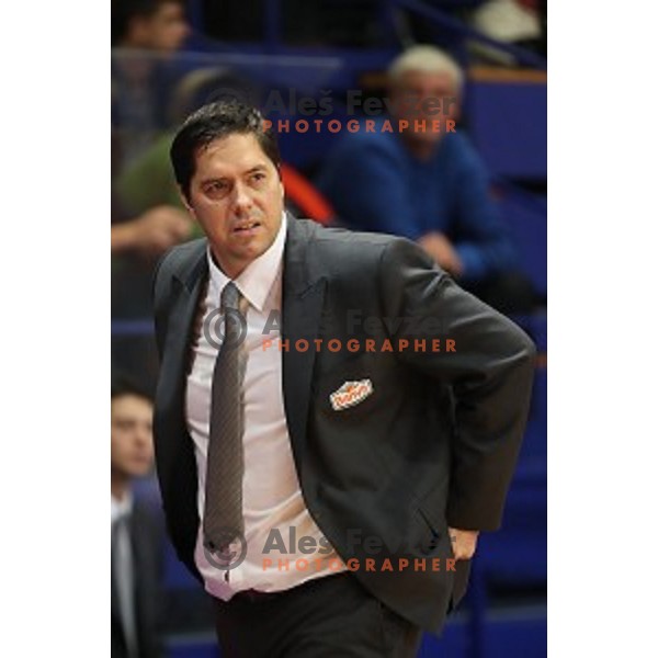 Saso Filipovski, head caoch of Banvit action during BBL Champions League basketball match between Helios Suns (Slovenia) and Banvit (Turkey) in Domzale Sports Hall, Slovenia on November 23, 2016