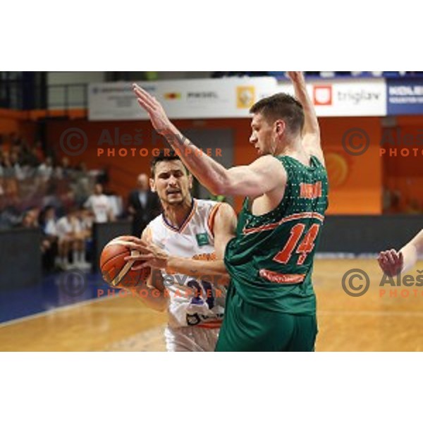 Gasper Vidmar of Banvit in action during BBL Champions League basketball match between Helios Suns (Slovenia) and Banvit (Turkey) in Domzale Sports Hall, Slovenia on November 23, 2016