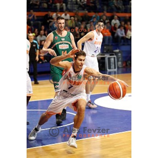 Tomas Kyzlink of Helios Suns in action during BBL Champions League basketball match between Helios Suns (Slovenia) and Banvit (Turkey) in Domzale Sports Hall, Slovenia on November 23, 2016