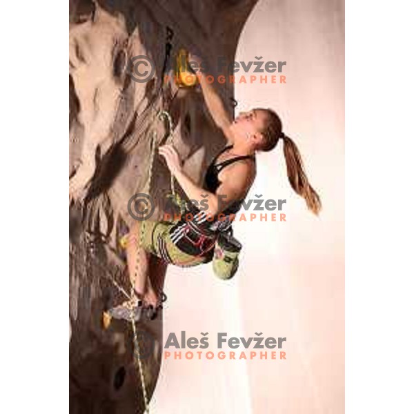 Janja Garnbret of Slovenia competes in the Final of IFSC Climbing World Cup in Zlato Polje Sports Hall, Kranj, Slovenia on November 27, 2016