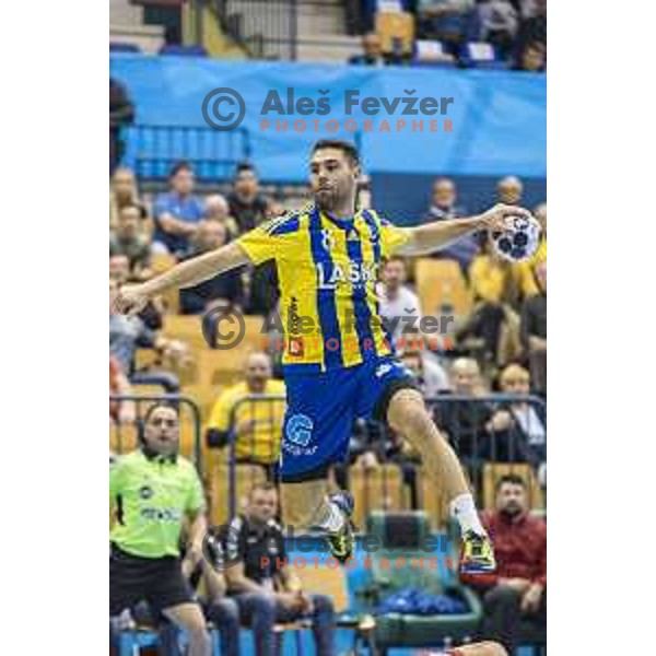 Celje’s right wing Blaz Janc (8) in action during EHF Champions League match between Celje PL (Slovenia) and Meshkov Brest (Belarus) in Zlatorog Hall, Celje on November 27th, 2016