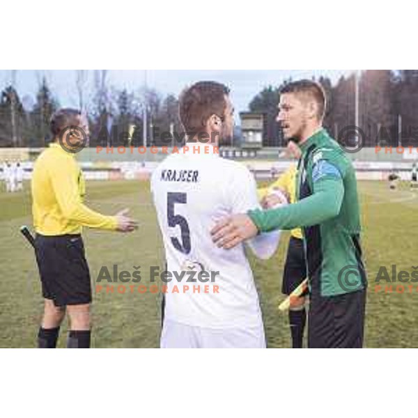 NK Rudar’s David Kasnik (4) and Krško\'s Marko Krajcer (5) in action before Prva liga Telekom Slovenije 2016-2017 football match between Rudar and Krsko in Velenje, on November 30th , 2016