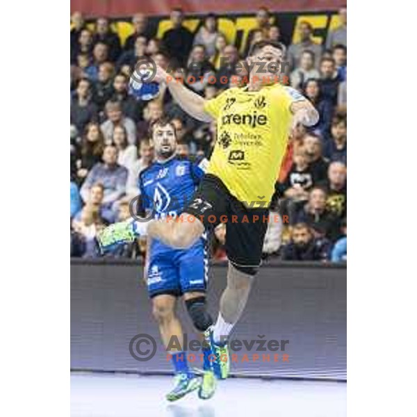 Gorenje’s line player Blaz Klec (27) in action during SEHA Gazprom League match between Gorenje Velenje and PPD Zagreb (Croatia) in Red Hall, Velenje on December 6th, 2016