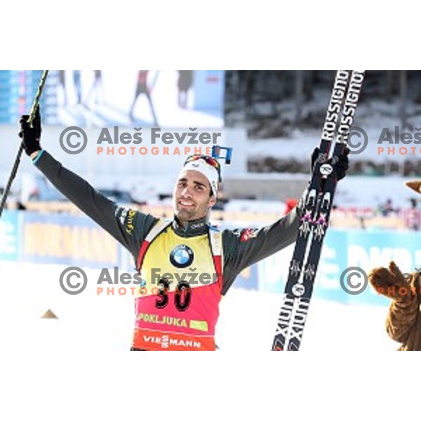 Martin Fourcade (FRA), winner of Men\'s 10 km Sprint during IBU World Cup 2016/2017 Pokljuka, Slovenia on December 9, 0216