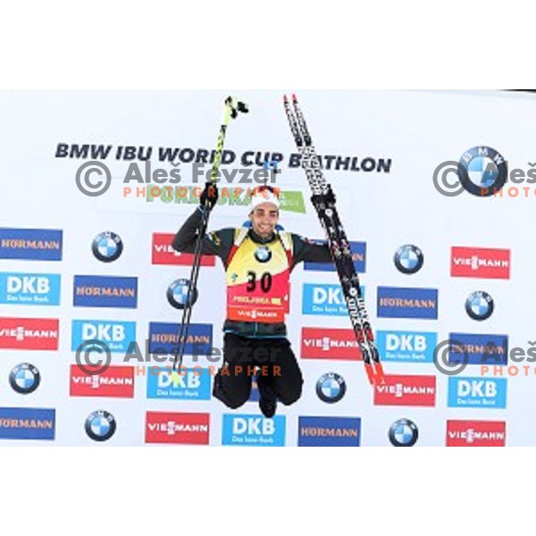 Martin Fourcade (FRA), winner of Men\'s 10 km Sprint during IBU World Cup 2016/2017 Pokljuka, Slovenia on December 9, 0216