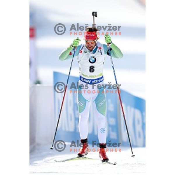 Klemen Bauer (SLO) competes at Men\'s 10 km Sprint during IBU World Cup 2016/2017 Pokljuka, Slovenia on December 9, 0216