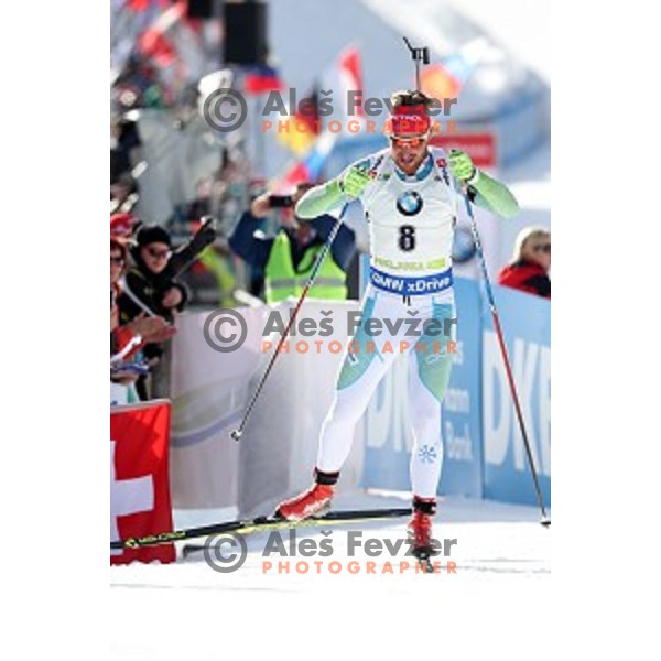 Klemen Bauer (SLO) competes at Men\'s 10 km Sprint during IBU World Cup 2016/2017 Pokljuka, Slovenia on December 9, 0216