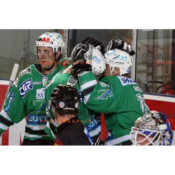 Music celebrate first goal for ZM Olimpija at ice hockey match ZM Olimpija- Alba Volan in EBEL League, played in Ljubljana 19.10.2007.Photo by Ales Fevzer 