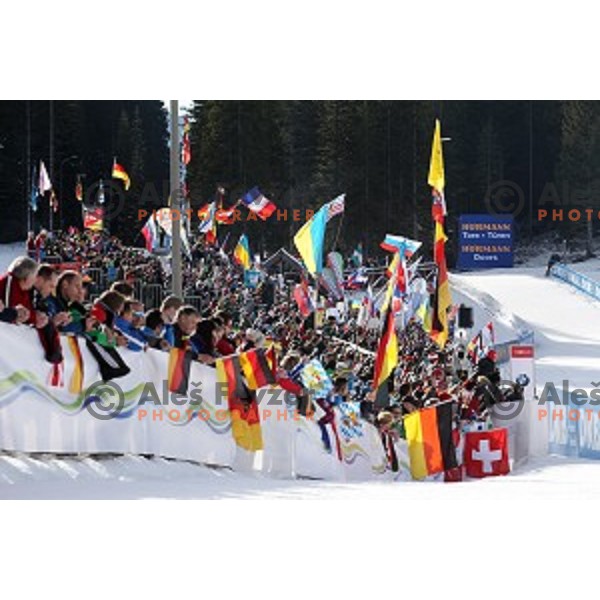 Fans at Men\'s 10 km Sprint during IBU World Cup 2016/2017 Pokljuka, Slovenia on December 9, 0216