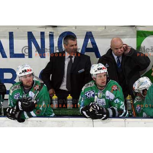 Rahmatulin and Zajc at ice hockey match ZM Olimpija- Alba Volan in EBEL League, played in Ljubljana 19.10.2007.ZM Olimpija won 2:0.Photo by Ales Fevzer 