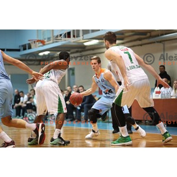 Uros Zadnik in action during Nova KBM league basketball match between Union Olimpija and Sixt Primorska in Jezica Hall, Ljubljana, Slovenia on December 9, 2016
