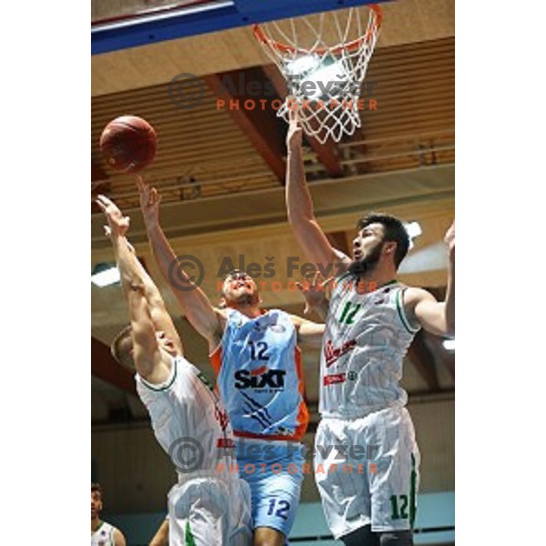 Nejc Zupan of Sixt and Nikola Jankovic of Union Olimpija during Nova KBM league basketball match between Union Olimpija and Sixt Primorska in Jezica Hall, Ljubljana, Slovenia on December 9, 2016