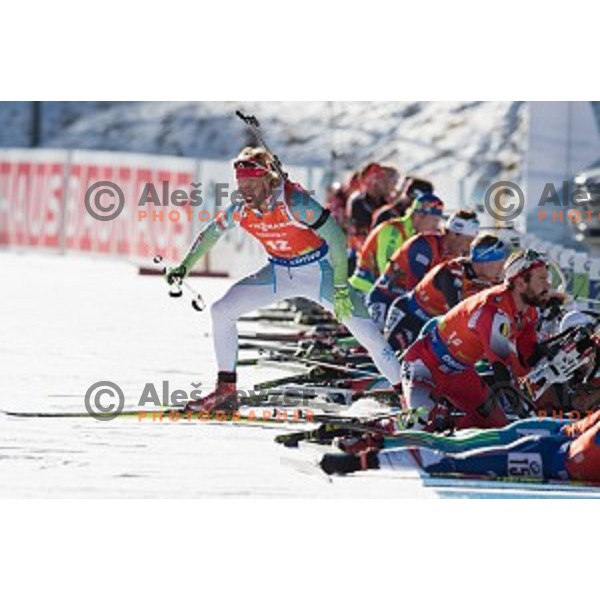 Klemen Bauer (SLO) competes at Men\'s 12.5km Pursuit during IBU World Cup 2016/2017 Pokljuka, Slovenia on December 10, 2016
