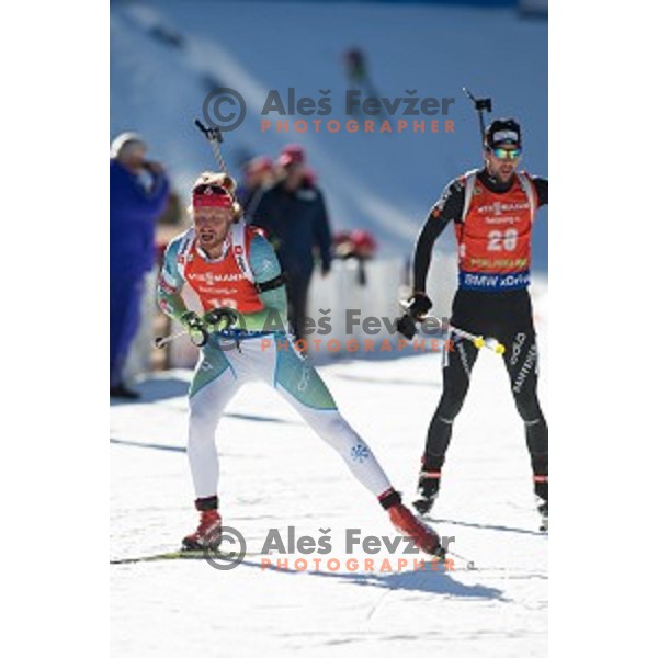 Klemen Bauer (SLO) competes at Men\'s 12.5km Pursuit during IBU World Cup 2016/2017 Pokljuka, Slovenia on December 10, 2016