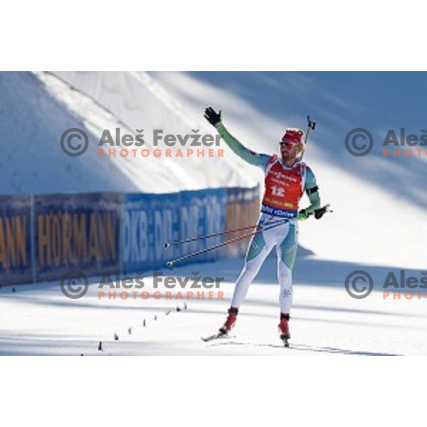 Klemen Bauer (SLO) competes at Men\'s 12.5km Pursuit during IBU World Cup 2016/2017 Pokljuka, Slovenia on December 10, 2016