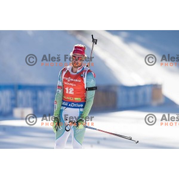 Klemen Bauer (SLO) competes at Men\'s 12.5km Pursuit during IBU World Cup 2016/2017 Pokljuka, Slovenia on December 10, 2016