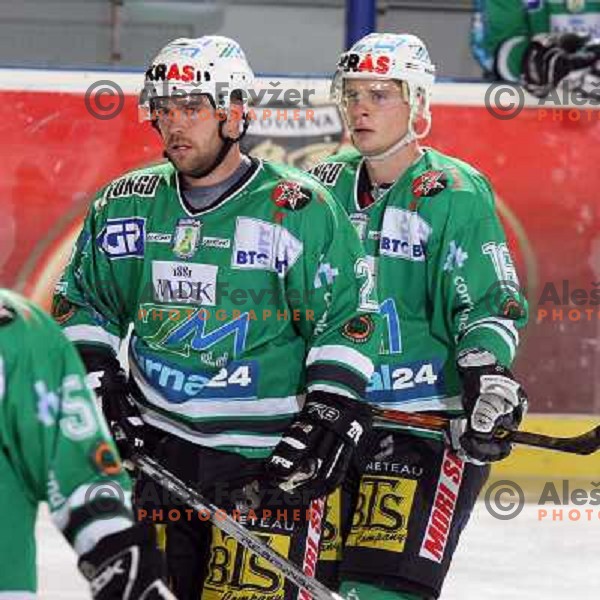 Mitchell (2) and Music at ice hockey match ZM Olimpija- Alba Volan in EBEL League, played in Ljubljana 19.10.2007.Photo by Ales Fevzer 