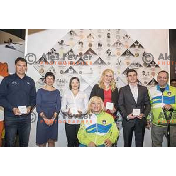 Vasilij Zbogar, Maja Makovec Brencic, Tina Trstenjak, Anamari Velensek, Peter Kauzer, Veselka Pevec, Gorazd Francek Tirsek at Reception for Slovenian medalists of Rio 2016 Olympic games in Slovenian Olympic Centre in BTC, Ljubljana on December 13, 2016