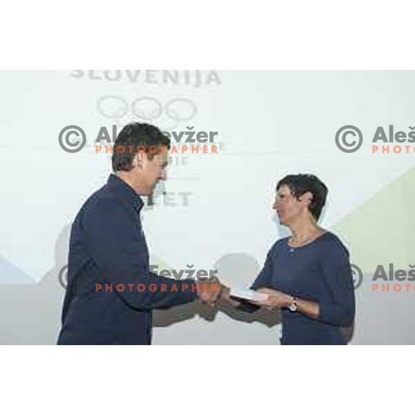 Vasilij Zbogar and Maja Makovec Brencic at Reception for Slovenian medalists of Rio 2016 Olympic games in Slovenian Olympic Centre in BTC, Ljubljana on December 13, 2016