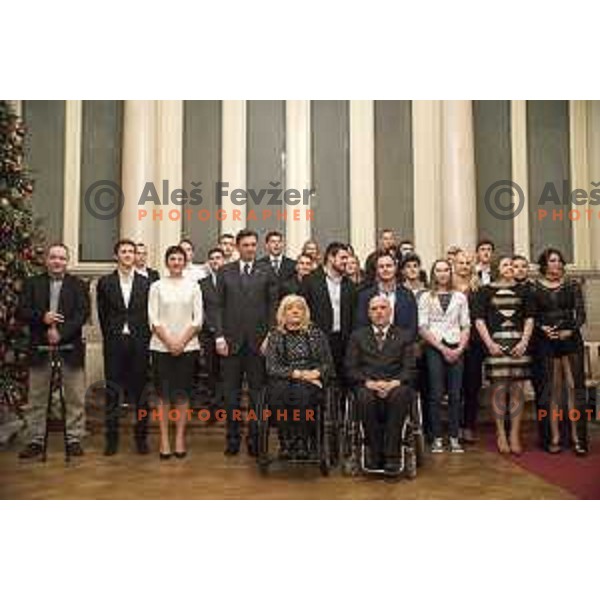 Slovenian sportsman and sportswoman at reception held by President of Republic of Slovenia in Ljubljana on December 13, 2016
