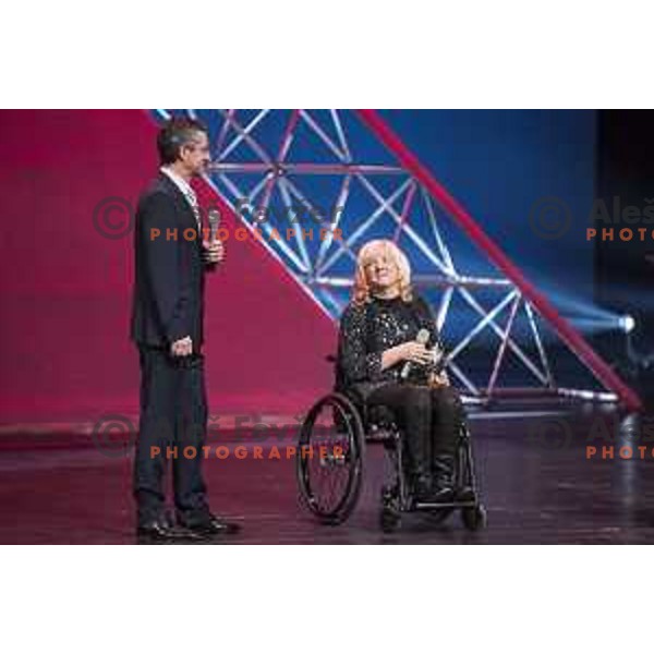Rajmond Debevec and Veselka Pevec at Slovenian sportsman of the year 2016 awards during Gala night in Cankar Hall, Ljubljana, Slovenia on December 13, 2016,