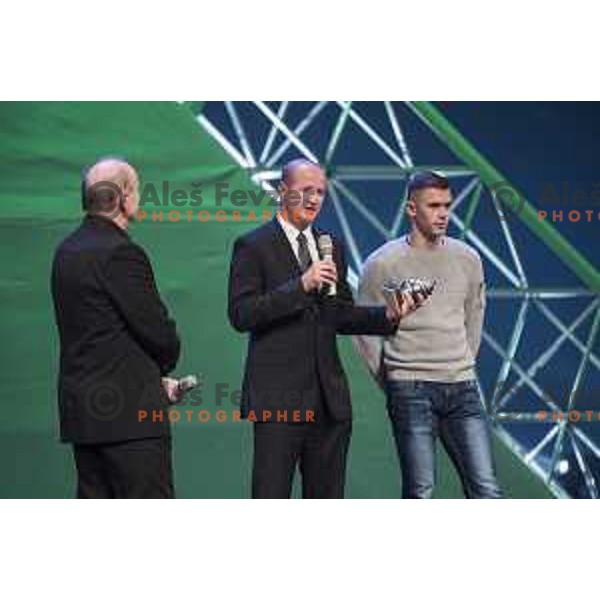Nik Zupancic and Nik Pem of Slovenia ice hockey team, winners of Slovenian sports team of the year 2016 award during Gala night in Cankar Hall, Ljubljana, Slovenia on December 13, 201