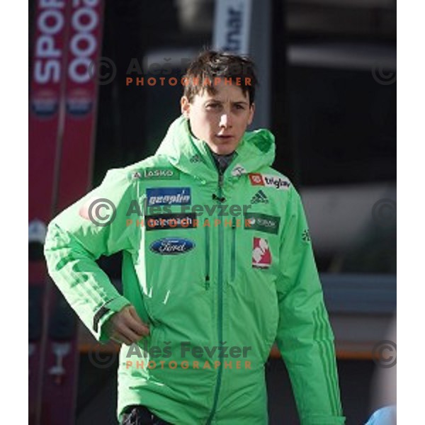Cene Prevc at Slovenia ski jumping team practice session and press conference in Planica on December 21, 2016
