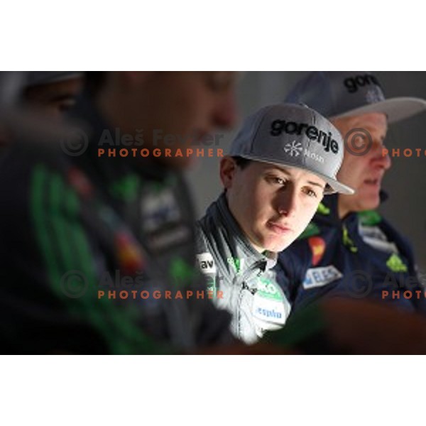 Cene Prevc at Slovenia ski jumping team practice session and press conference in Planica on December 21, 2016