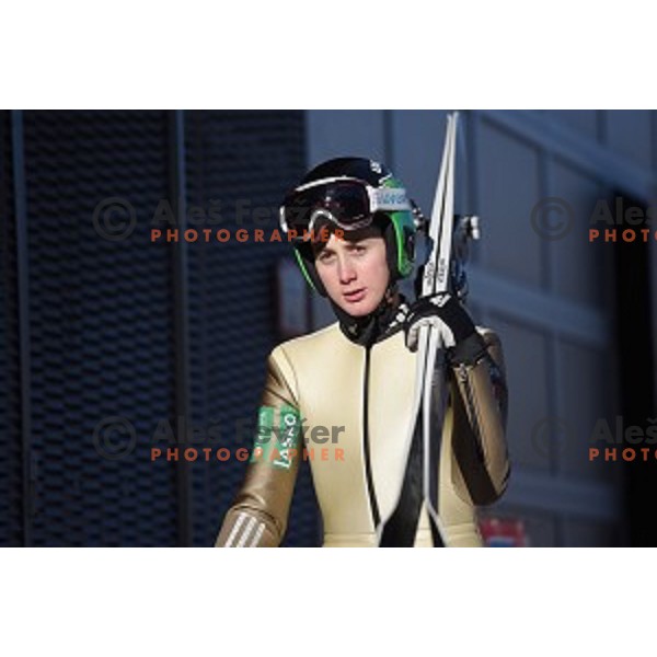 Cene Prevc at Slovenia ski jumping team practice session and press conference in Planica on December 21, 2016