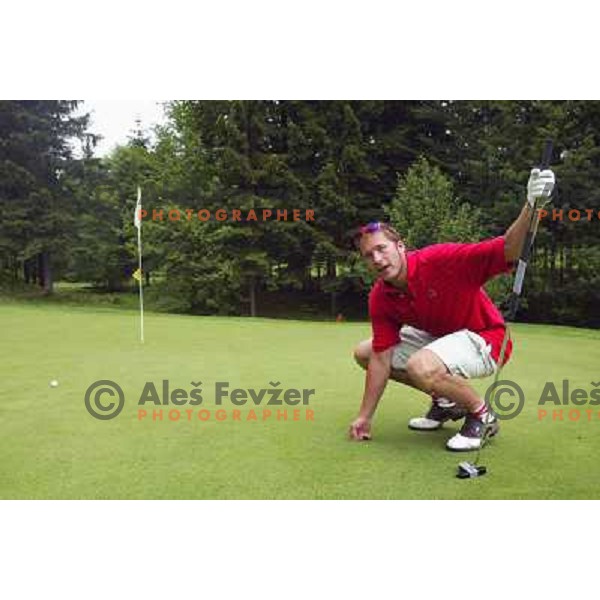 Miller Bode at first green - Arboretum golf course