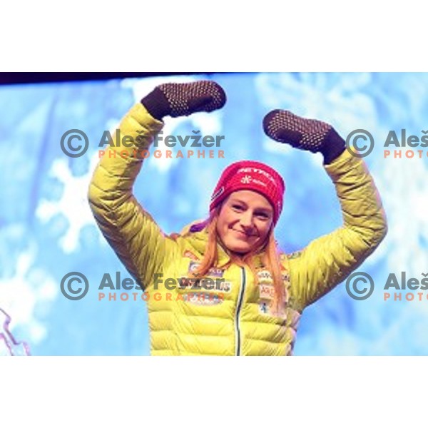 Ana Drev (SLO) at Public draw of starting numbers for 53. Golden Fox- Zlata Lisica Audi FIS Ski World Cup Giant Slalom in Maribor, Slovenia on January 6, 2017