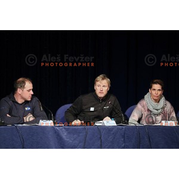 Mitja Dragsic, race director and Atle Skaardal at Team Captain\'s meeting for 53. Golden Fox- Zlata Lisica Audi FIS Ski World Cup Giant Slalom in Maribor, Slovenia on January 6, 2017