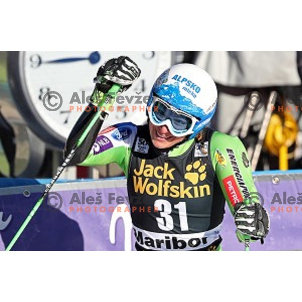 Ilka Stuhec (SLO) celebrates after second run of 53. Golden Fox- Zlata Lisica Audi FIS Ski World Cup Giant Slalom in Maribor, Slovenia on January 7, 2017