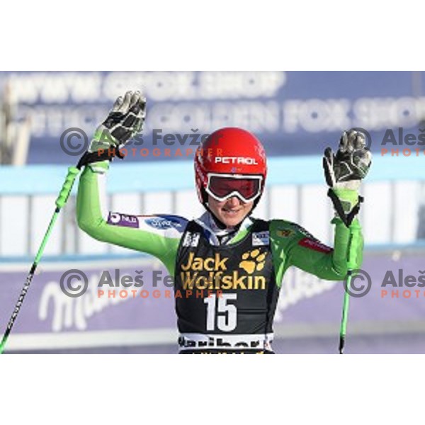 Ana Drev (SLO) in the finish of 53. Golden Fox- Zlata Lisica Audi FIS Ski World Cup Giant Slalom in Maribor, Slovenia on January 6, 2017