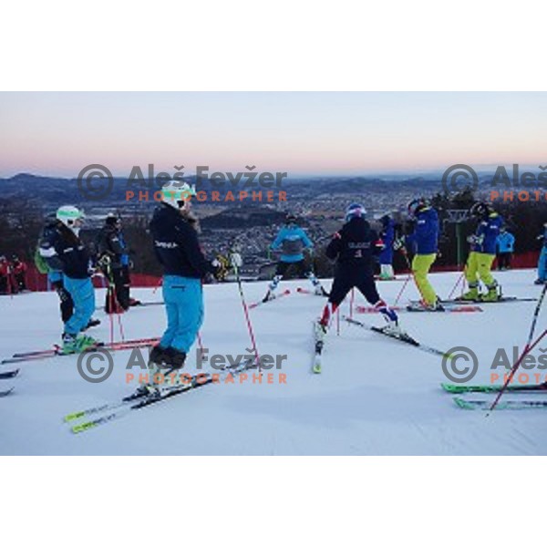 Course inspection for 53. Golden Fox- Zlata Lisica Audi FIS Ski World Cup Giant Slalom in Maribor, Slovenia on January 7, 2017