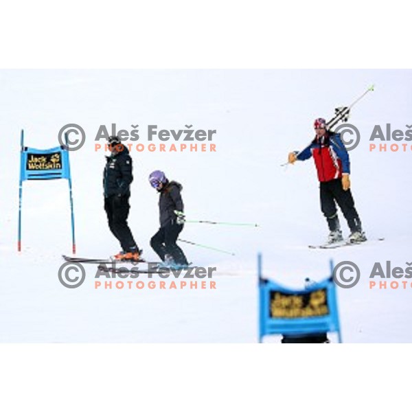 Tina Maze at Course inspection for 53. Golden Fox- Zlata Lisica Audi FIS Ski World Cup Giant Slalom in Maribor, Slovenia on January 7, 2017