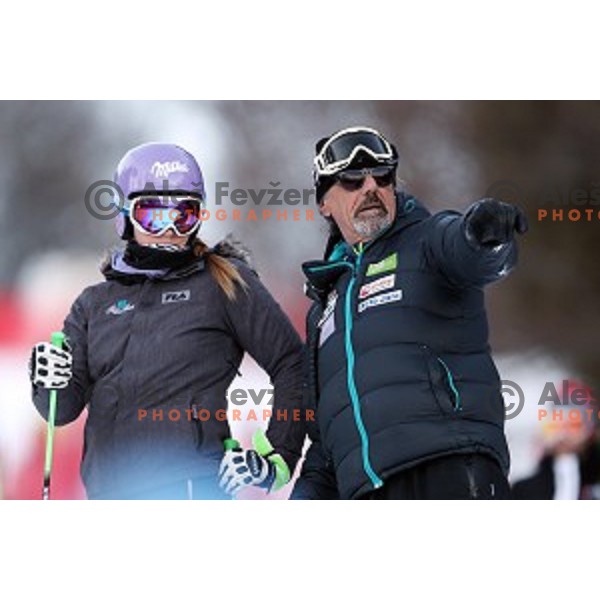 Tina Maze at Course inspection for 53. Golden Fox- Zlata Lisica Audi FIS Ski World Cup Giant Slalom in Maribor, Slovenia on January 7, 2017