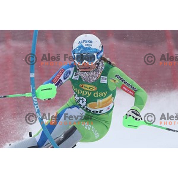 Ilka Stuhec (SLO) skiing in the first run of 53. Golden Fox- Zlata Lisica Audi FIS Ski World Cup Slalom in Maribor, Slovenia on January 8, 2017