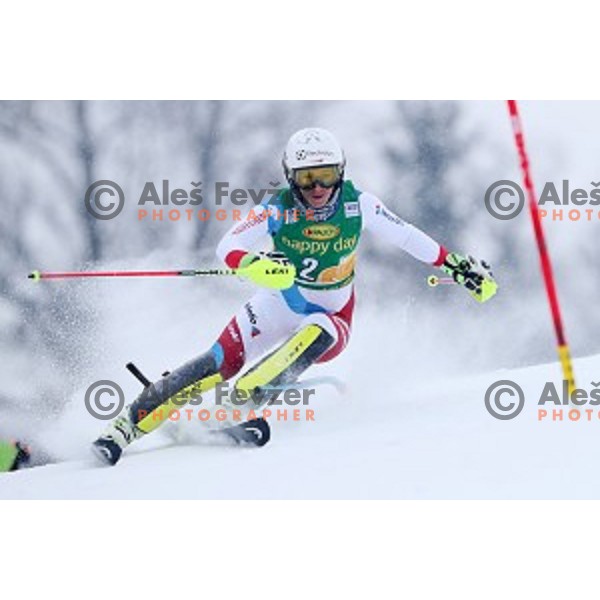 Wendy Holdener (SUI) skiing in the first run of 53. Golden Fox- Zlata Lisica Audi FIS Ski World Cup Slalom in Maribor, Slovenia on January 8, 2017